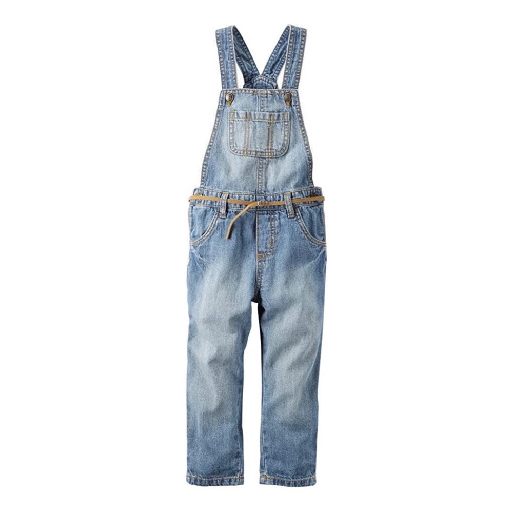 Carters Belted Medium Wash Denim Overalls Toddler Girls Size 5T